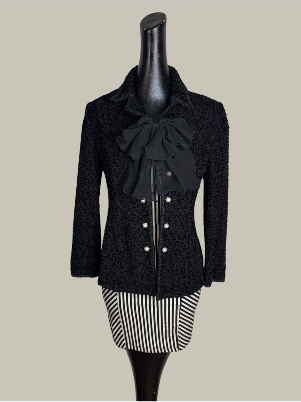 St. John black jacket with pearl detail